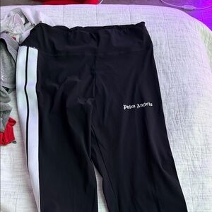 Palm Angels Black Pants with White Side Stripe